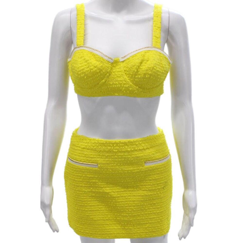 Assignment Women Two Piece Set Yellow Sweetheart Neckline Sleeveless Size S